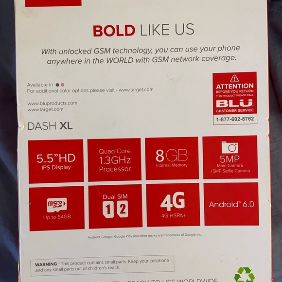 DASH XL.  BLU BOLD. CELL PHONE - Picture 2 of 4